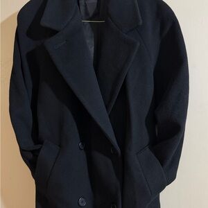 Vtg Foranni Dbl Breasted Black 100% wool long dress coat Sz 8